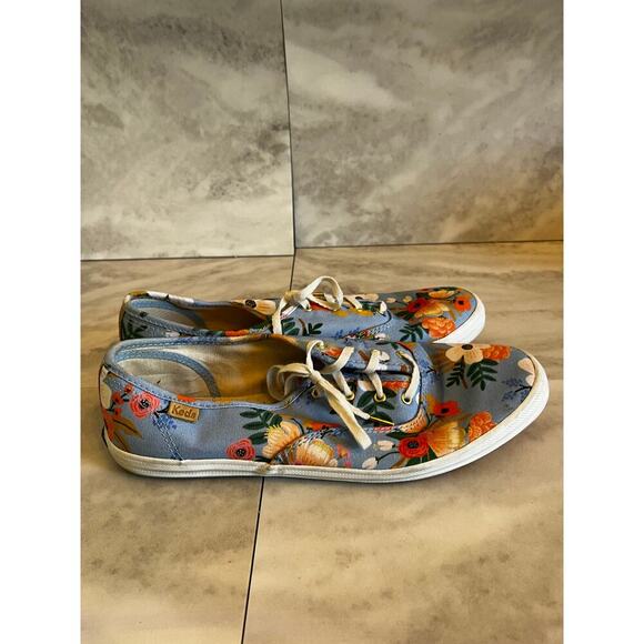 Keds Baby Blue Rifle Paper Co Garden Party Floral Slip-on Sneakers Size 11 - Picture 1 of 7
